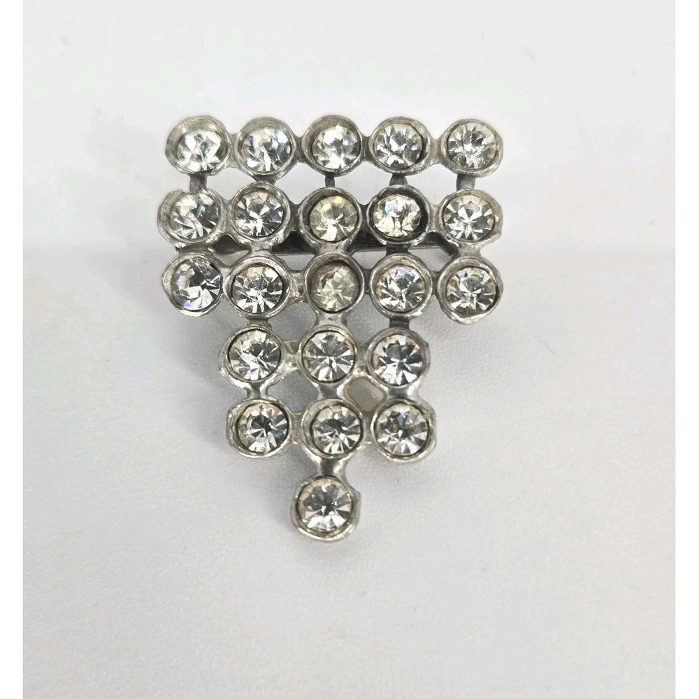 H. Pomerantz & Co Vintage Rhinestone Brooch Art Deco Silver Tone Geometric Pin